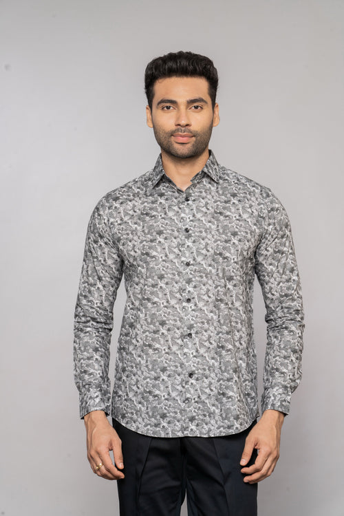MIDNIGHT FLORAL PRINTED  COTTON SHIRT