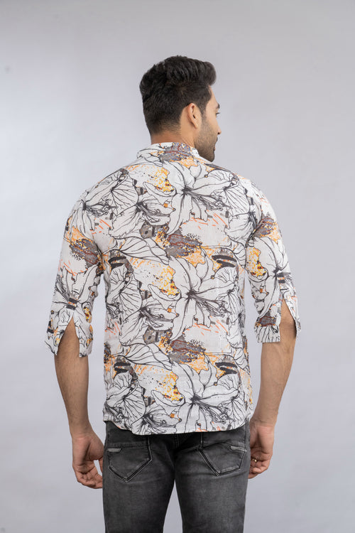 ABSTRACT LINEN PRINTED SHIRT FOR MEN